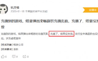 畅游登黑猫投诉2025年游戏榜黑榜：游戏充值不到账