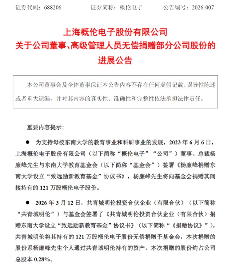 概伦电子总裁 捐赠超4000万元市值股份-第1张图片-51吃大瓜