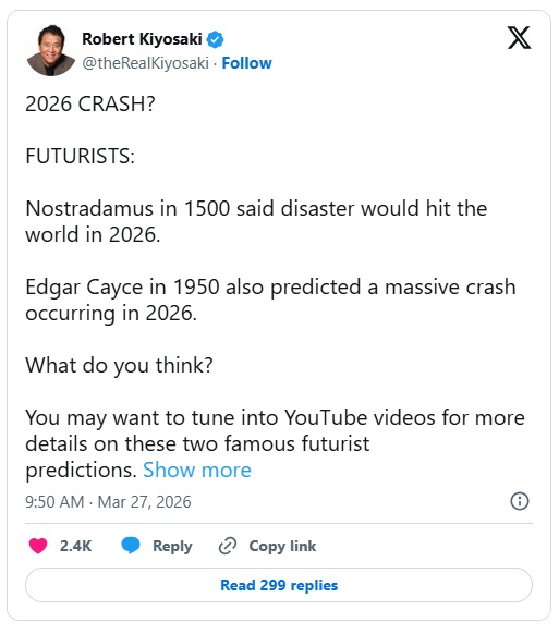 《富爸爸穷爸爸》作者清崎揭示他对“2026年大崩盘”的计划-第3张图片-51吃大瓜