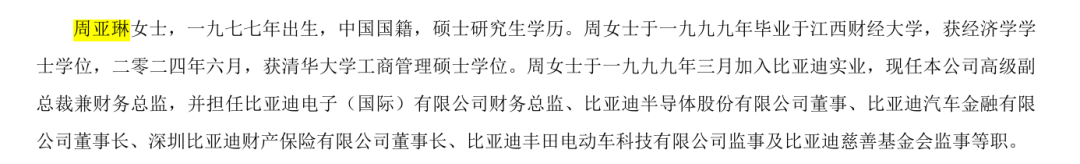比亚迪财务总监周亚琳,年薪1013.5万元!比王传福高近200万元,成A股首位年薪破千万的财务掌门人-第1张图片-51吃大瓜 比亚迪财务总监周亚琳,年薪1013.5万元!比王传福高近200万元,成A股首位年薪破千万的财务掌门人-第1张图片-51吃大瓜